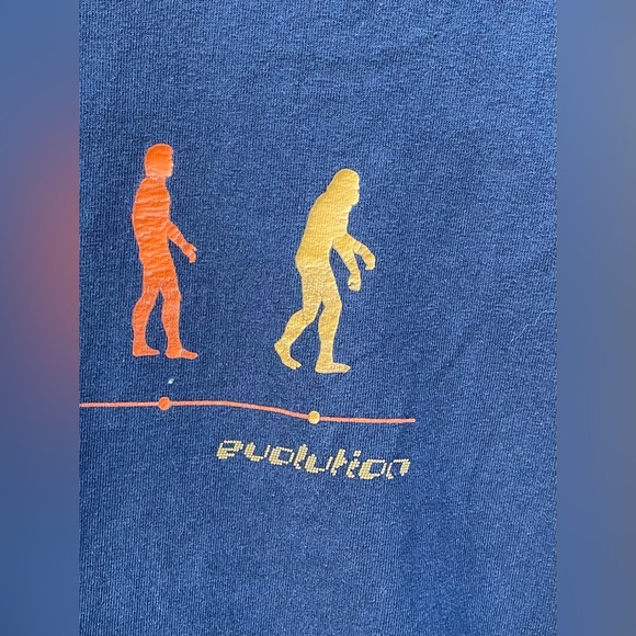Vintage Ice Box Evolution Of Man Into Bigfoot Humor T Shirt Size Large Navy Blue - Picture 4 of 5